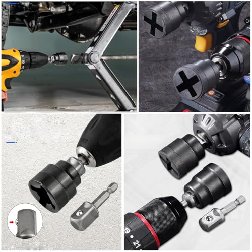 2 Pack Scissor Jack to Impact Driver Adapter Instead of Car Jack Ratchet Wrench for 1/2 Inch Impact Wrench 1/4" Hex Electric Screwdriver Cordless Drill Power Tool Scissor Lift Jack Car Kit