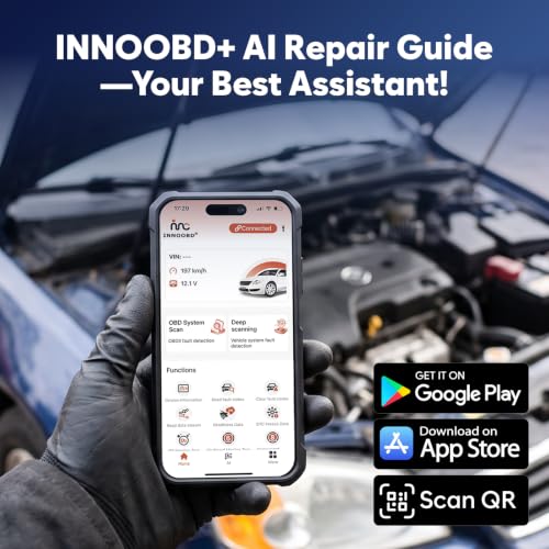 OBD2 Scanner Bluetooth Car Diagnostic Tool with 2026 AI Assistant | Bluetooth 5.1 for iphone/Android, No Subscription, ENG/AT/ABS/SRS Full System Code Reader, Vehicles 1996+ from 44 Brands