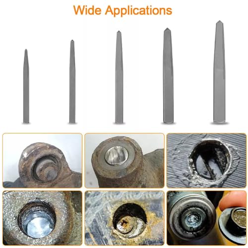 10 Pieces Straight Fluted Screw Extractor Drill Square Type Easy Out Extraction Tool Set for Broken Damaged Bolt Thread Repair 0.09in-0.25in Wide