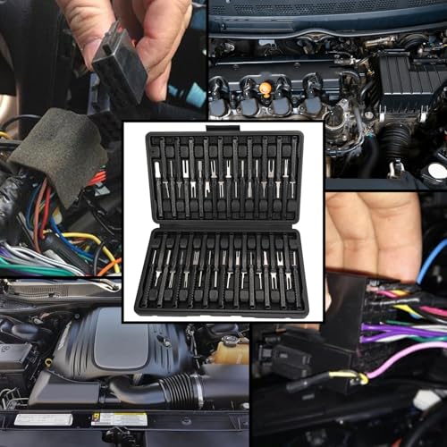 41 Pcs Terminal Pin Removal Tools with Blow-molded Case - Electrical Pin Removal Tools Automotive Depinning Tool Kit for Automotive & Household Devices Most Connector, Black - color: Black