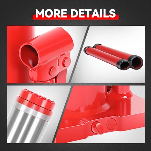 Auto Dynasty 12 Ton Hydraulic Bottle Jack, Automotive Welded Bottle Jack for Car, Pickup Truck, RV, Auto Repair, 9" to 18" Lifting Range (Red) - color: Red, size: 12 Ton