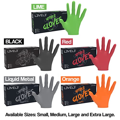 L3 Level 3 Nitrile Gloves - Professional Heavy Duty Disposable Gloves - Latex Free - Fits Snug - Box of 100 - color: Red, size: Small (Pack of 100)