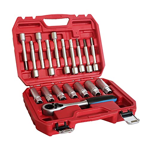 TECHTONGDA 18pcs Steering Hub Suspension Shock Absorber Strut Nut Removal Tool Socket Kit Ratchet Set