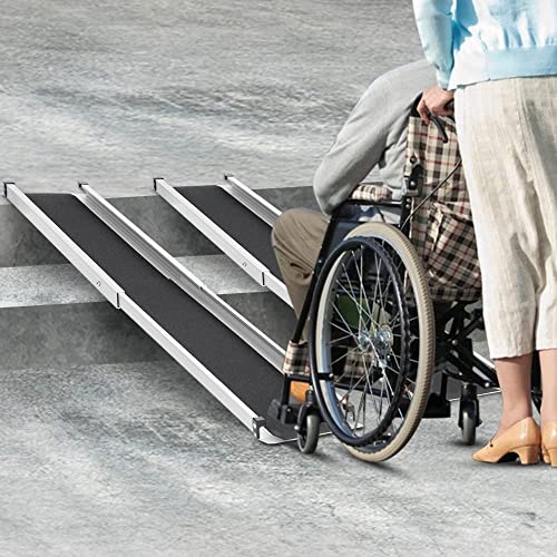 gardhom 1Pair Wheelchair Ramp 6FT Telescopic Ramps for Wheelchairs 600lbs Capacity Portable Wheelchair Ramps for Steps Home Threshold Doorways Steps Stairs with Carrying Bag - size: 6FT(can be used as 3.5FT or 6FT)