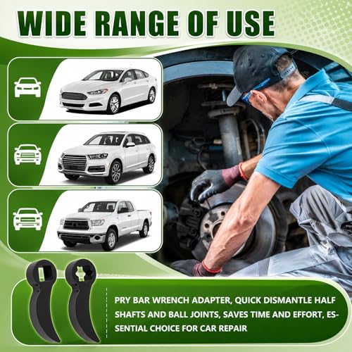 2PCS 1/2" Drive Pry Bar Wrench Adapter,4-Point & 8-Point Adjustable Bull Horn Pry Bar Adapter for CV Axle Removal,Half Shaft Ratchet Prys Bars Attachment Removal Tool