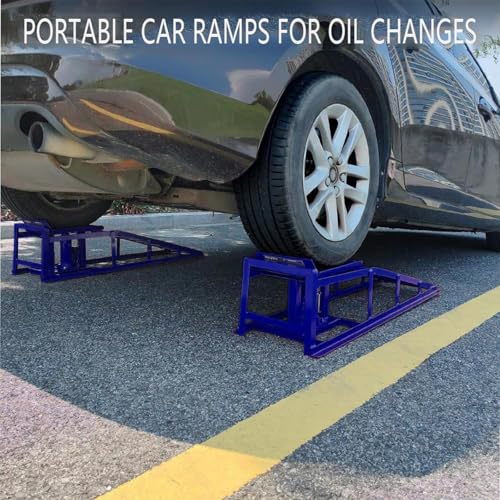 2PCS Hydraulic Car and Truck Service Ramps,11000 Lbs (5 Tons) Capacity, Low Profile Car Lift Service Ramp for Oil Changes, Adjustable Lift Height 9.8" to 16.21", Home,Vehicle Auto Garage (Red 5T) - color: Red 5t