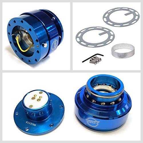 NRG (SRK-200) Blue Aluminum GEN 2.0 Racing Performance Steering Wheel Quick Release Adapter Fit 2-Way 6-Hole Pattern Design - color: Blue