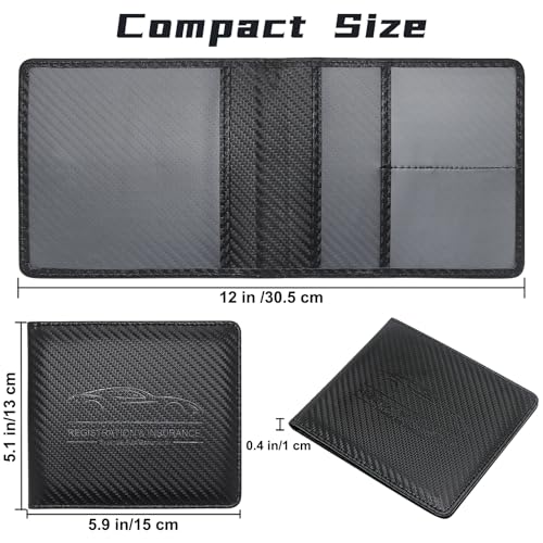 Car Registration and Insurance Holder, Premium Leather Insurance and Registration Holder,vehicle Glove Box Car Organizer, with Magnetic Shut for Cards, Driver License (Carbon Fiber Black-S) - color: 01-Carbon Fiber Black-S