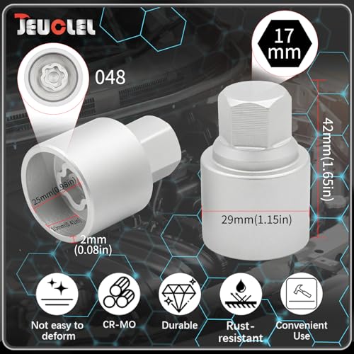 048 Wheel Locking Nut Key Socket Compatible with BMW Series, (Socket OD 29mm - ID 25mm), Wheel Anti-Theft Lug Nut Removal Tool, Anti-Theft Screw Remover - color: Socket 048