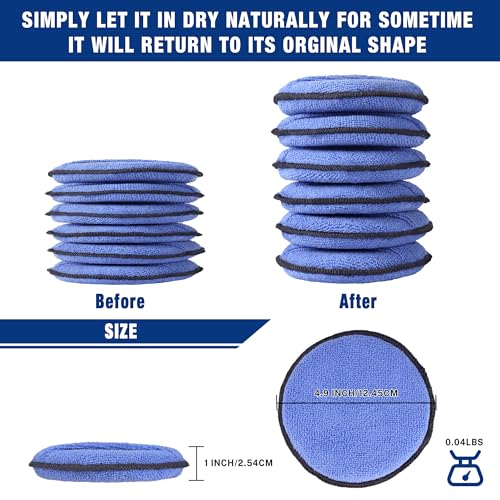 WORKPRO 12-Pack Car Wax Applicator Pads with Finger Pocket, Microfiber Soft Foam Polishing Pads for Car Detailing & Cleaning, Lint-Free, High Resilience