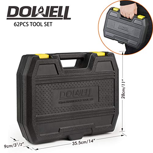 DOWELL Tool Set Tool Kit 62PCS Homeowner Tool Set Wrench Pliers Screwdriver Set Repair Tool Kit