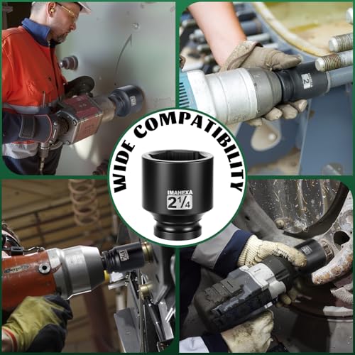 1" Drive Shallow Impact Socket,2-1/4 Inch SAE Jumbo Socket,CR-MO 6 Point for Easy Removal of Large Axle Nut(SAE) - size: 1 Inch Shallow 2-1/4", style: 1"Drive Shallow Impact Socket
