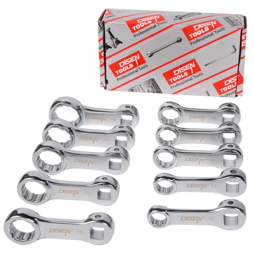 DISEN 10-Piece Metric Torque Wrench Adapter Set (10-19mm) - Chrome Vanadium Steel, 3/8-inch Square Drive Torque Adapter, Extension Rod Repair Tool, Color Box Packaging - style: Metric