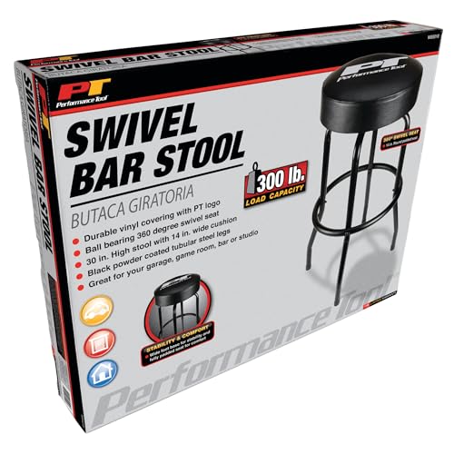 Performance Tool W85010 Swivel Seat Bar Stool for Mechanic Garages and Workshops, Black, 0.6x9.8x5.8-Inches - style: Black Swivel Bar Stool