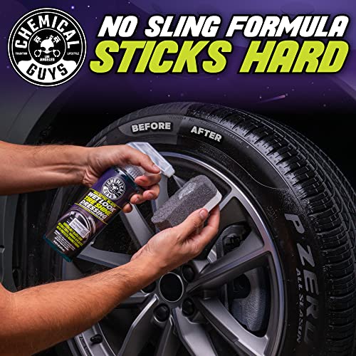 Chemical Guys, Galactic Black Wet Look Tire Shine Spray, High Gloss, 16 oz | Sprays on evenly and dries to the touch without sling, leaving a durable finish that holds up through rain and washes - size: 16 Fl Oz