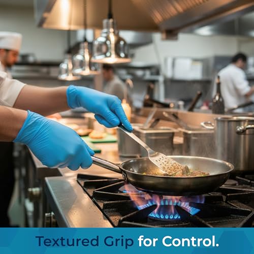 VOS Disposable Gloves| Heavy Duty | Powder Free | Latex Free Rubber | 100 Count Box |food Safe
