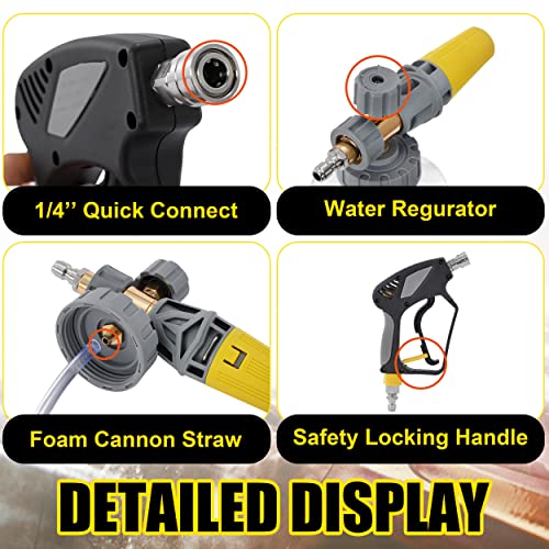 Tool Daily Foam Cannon with Pressure Washer Gun 5000 PSI, Power Washer Gun with 3/8'' Swivel Quick Connector, Adjustable Foam Blaster, M22 and 1/4 Inch Quick Connect, 1.5 Liter - size: 1.5 L