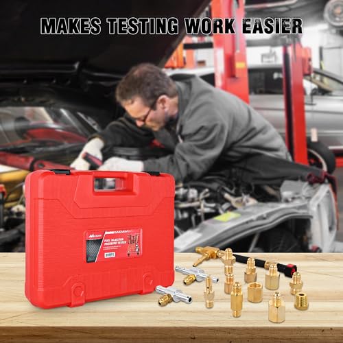 Nilight Fuel Pressure Tester Kit, 0-140 PSI Fuel Pressure Gauge with 9.49,7.89,6.30 Fuel Line Fittings, Master Fuel Injection Pressure Automotive Test Tool - color: Master B