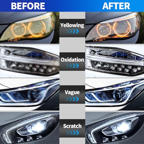 Headlight Restoration Kit, 800g Vapor Headlight Restoration Kit, Head Light Lens Restore Kit with 800g Repair Liquid for Repair Headlight Yellowing/Vague/Scratch/Oxidation - size: Large