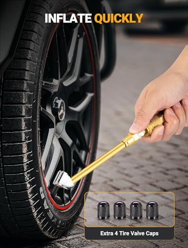LUMITECO Dual Head Air Chuck Set, Heavy Duty Closed Ball Tire Chuck with 1/4'' Male NPT Quick Plug for 2-Way Quick Connection, No Leakage Tire Air Fill Kit for Tire Inflator Gauge and Air Compressor - size: Silver Head