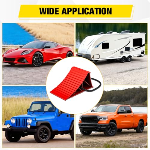 Nilight Wheel Chocks, Heavy Duty Wheel Stopper for Car, Truck, RV, Trailer, Caravan, Motorcycle, 8.7" x 4.8" x 4.2", 2-Pack(Red) - color: Red
