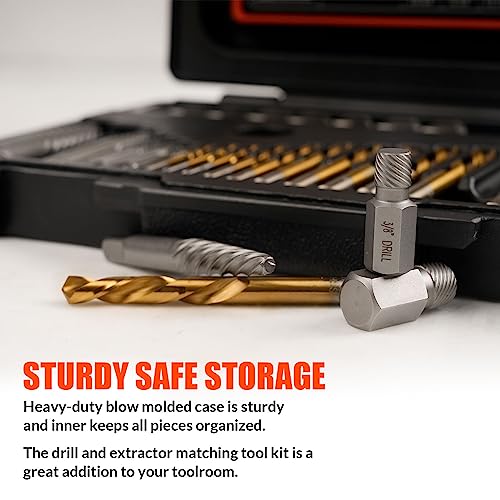 35 Pcs Screw Extractor Set,Left Hand Drill Bits Set Screw Extractor Kit | High-Hardness,Wear Resistance,Easy Out Screw, Stocking Stuffers for Men,with Portable Case,Gifts for Adults Him,Home DIY - size: 35 PCS