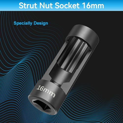 Suspension Strut Socket Tool,Strut Nut Socket 16mm 18mm 19mm 21mm 22mm 24mm with 12 Point 1/2" Drive, Suspension Strut Nut Socket Tool Easy Remove Strut Nuts,12Pt Vm Number 3353 Accessory (16MM) - color: 16mm