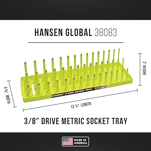 Hansen Global 3 Row Socket Holder, Hi-Viz Yellow, Pack of 6 - color: Hi-viz Yellow
