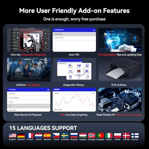 iCarsoft LR V3.0 2026 Version Bidirectional OBD2 Scanner for Most Land Rover/Jaguar from 1996-2025 Full Systems 36 Services Diagnostic Scan Tool Graphic Data Car Code Reader with Lifetime Free Update