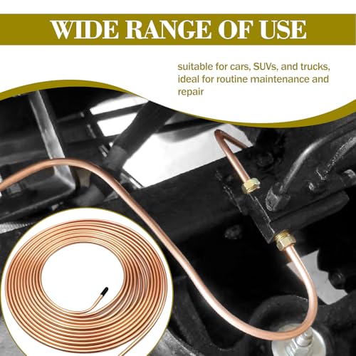 Brake Line Flaring Tool Kit & 25Ft 1/4" 3/16" Copper Plated Brake Line Kit, 32 Pcs Inverted Flare Fittings, Double & Single Flaring Tool for Brake Line Repair