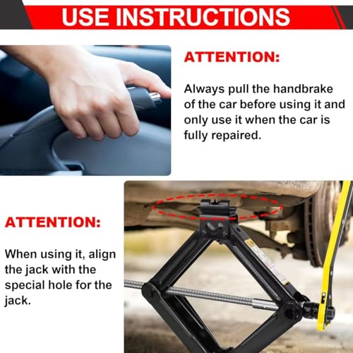 Qimu Car Jack Kit Heavy Duty Scissor Jack for Car 2 Ton(4409 lbs) Scissor Jack Kit Tire Wrench Jack Portable Quick Lifting Tire Changing Kit Car Lift Jack Tire Jack Kit for SUV and Auto