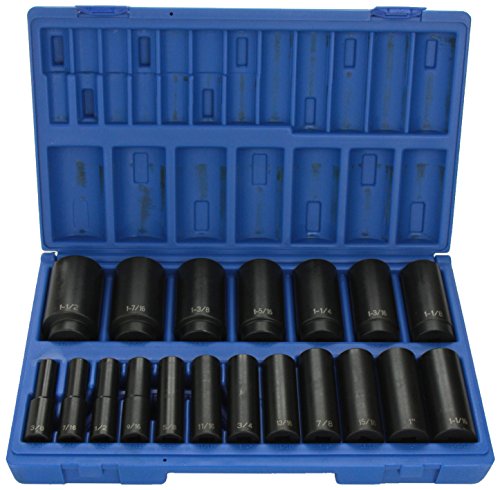 Grey Pneumatic (1719D) 1/2" Drive 19-Piece 12-Point Deep Length Fractional Socket Set - style: 19 Pc. Deep Length Fract. Set - 12 Point