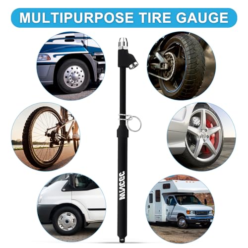 Air Pressure Gauge, Heavy Duty Air Gauge Tire Pressure with Two Side Aluminum Scaleplate, Dual Head Truck Tire Gauges for Tire Pressure Range to 10-150 PSI