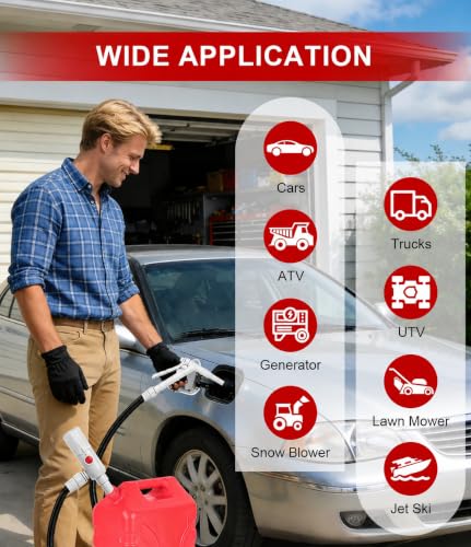 anngrowy Stick Fuel Transfer Pump Battery Powered with Hand Trigger Nozzle, Gas Can Pump Transfer with 2.8 GPM & 53.7" Hose, Portable liquid Transfer Pump for Gasoline, Diesel, Kerosene, Gifts for Men