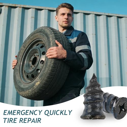 70PCS Screw in Tire Plugs, Tire Repair Screws, Tire Repair Rubber Nail Kit | Self-Service Tire Screw Plug Repair Kit for Most Car, Truck, Motorcycle, Tractor Tire Puncture Repair