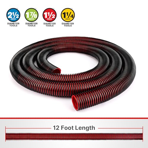 Shop-Vac Premium Universal Hose Plastic 12'X 1-7/8", Replacement Hose Compatible with Rigid, Dewalt, Husky, Craftsman, Bauer, Masterforce Vacuum Cleaners - size: 12' X 1-7/8"