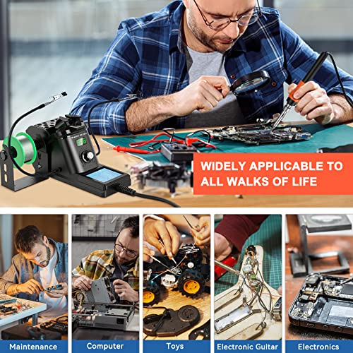 Preciva 926 III 130W MAX Digital Soldering Station with Auto Sleep & Calibration | Complete Kit Includes 5 Tips, Helping Hands, Solder Wire, Solder Wick | °C/ºF Display - size: 926 III