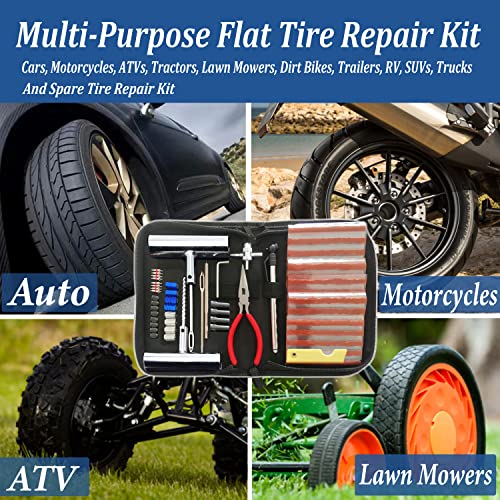 Tire Repair Kit, 68pcs Heavy Duty Tire Plug Kit, Universal Tire Repair Tools Flat Tire Puncture Repair for Car, Motorcycle, Truck, SUV, RV, ATV, Tractor, Trailer Fix Punctures and Plug Flats Patch Kit - size: 68pcs