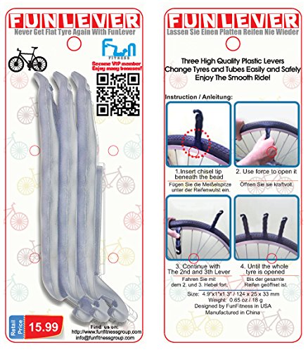 Bike Tire Lever - Premium Hardened Plastic Levers to Repair Bicycle Tube - Must Have Tool Kit for Road Bicyclist - Set of 3 - color: Silver