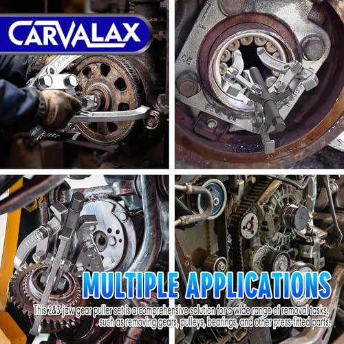 CARVALAX Gear Puller Set, Reversible 2 & 3-Jaw Puller Set, CR-V Steel 3" 4" 6" 8" Bearing Puller Kit (24pc) for Gear, Bearing, Pulley and Flywheel, Puller Tool with Black Carry Box - size: 3" 4" 6" 8"