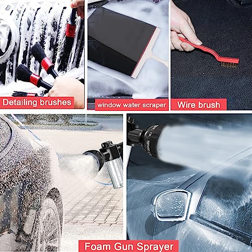 LIANXIN Car Wash Kit -Car Cleaning Kit Cars Washs Foam Gun Microfiber Sponge Cars Washing Kits Tire BrushTowels Complete Large Washs Mitt - size: XXL-21