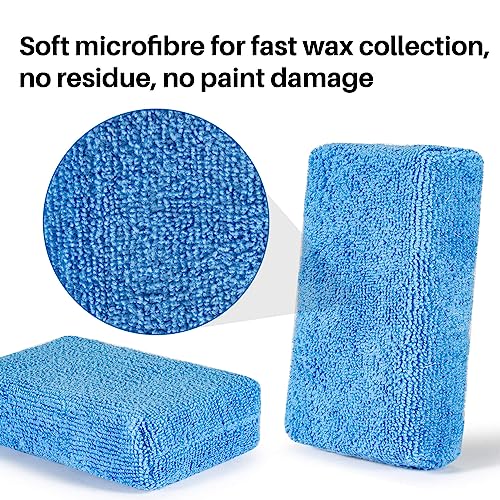 Sukh 6 Pack Microfiber Rectangle Sponge Detailing Pads - Microfiber Wax Foam Applicator Pads for Car Wax Applicator Pad 4.72x3.15 inch Blue