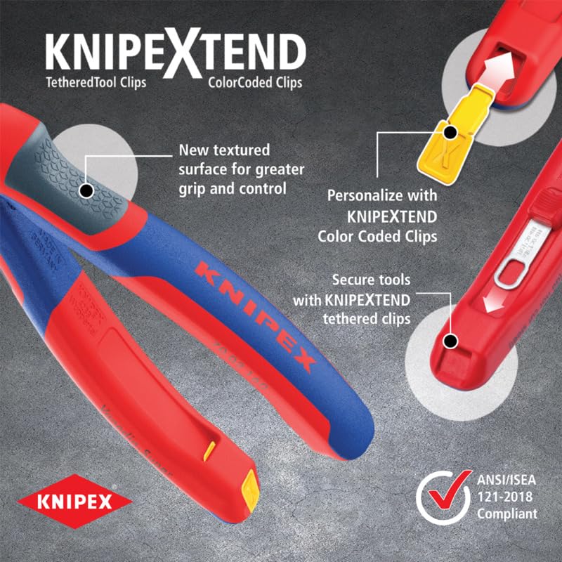 KNIPEX - 26 22 200 SBA Tools - Long Nose Pliers With Cutter, 40 Degree Angled, Multi-Component (2622200SBA)