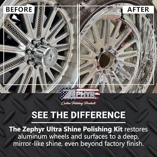 Zephyr - Ultra Shine Forged Wheels Aluminum Polishing Kit - Aluminum Wheel Polisher - Stainless Steel & Metal Polishing Kit Made for Semi & Lifted Trucks, Billet Parts, & More - size: Ultra Shine Forged Wheels Kit