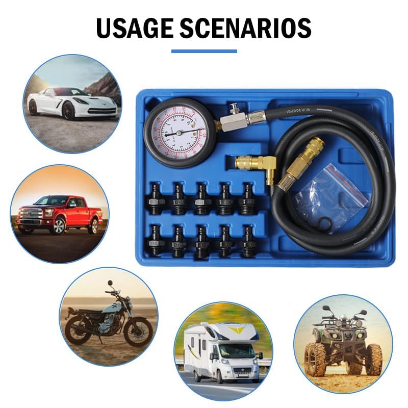 Oil Pressure Tester Tool, Oil Pressure Gauge kit, 0-140 PSI Pressure Test Diagnostic Tools, Engine Oil Pressure Tester Tool kit, for car Truck (Blue) - color: blue-2