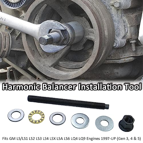 LS Harmonic Balancer Installation Tool Compatible with GM 1997-UP V8 LS1 LS2 LS3 LS4 LSX LSA LQ4 LQ9 Crank Pulley Install Tool with High Carbon Chromium Bearing Steel Thrust Rolling Bearings (GCR15) - size: With (GCR15) High Carbon Chromium Bearing