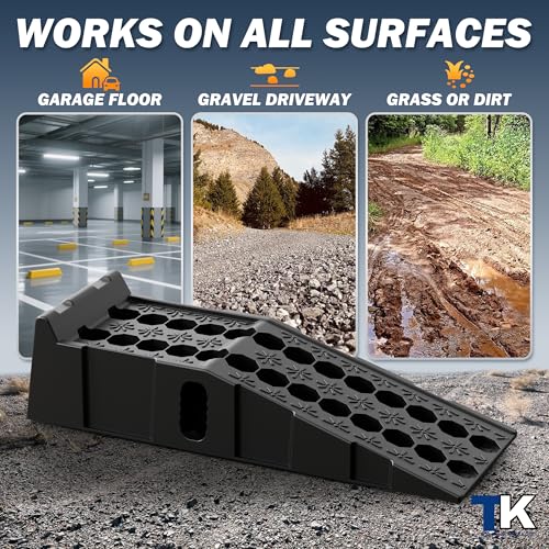 Car Ramps for Oil Changes and Vehicle Lift, 7.1 Inch Lift, 11.1 Inch Wide Tire Heavy Duty Ramps for SUV & Truck, 16,000 lbs Capacity, 2pcs