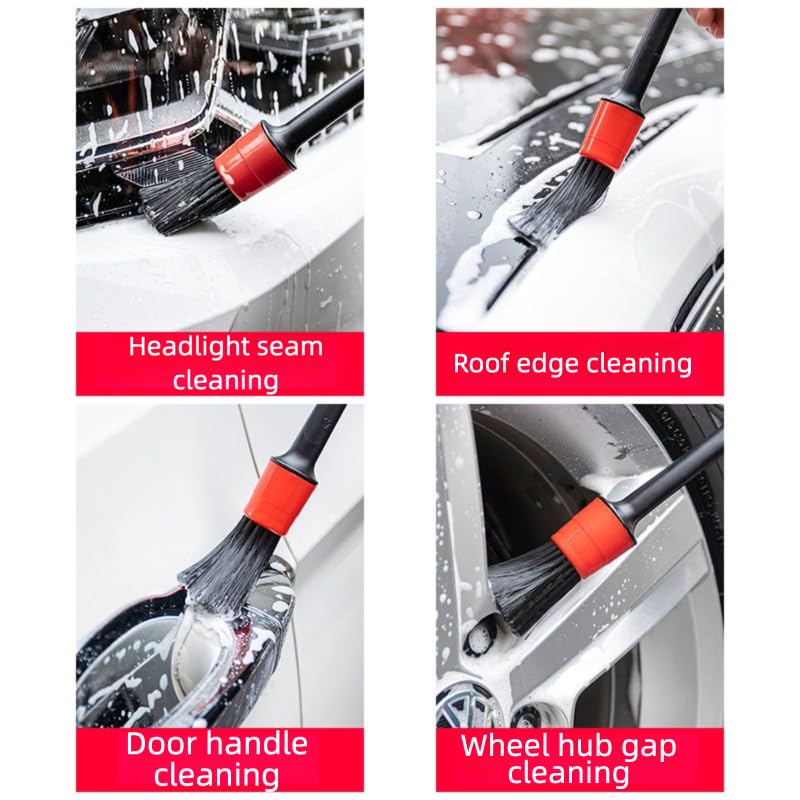 5-Piece Car Detailing Brush Set, Multi-Purpose Interior Cleaning Tools, Soft Bristles for Vents, Dashboard, Home Use