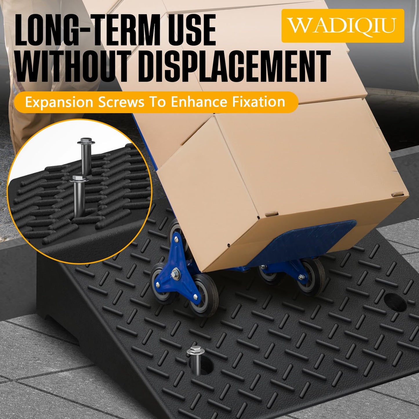 Rubber Curb Ramp,2 Pack,2" Rise Height,for Cars, wheelchairs | 8800lbs,with fixing bolts, Smooth transition fits vehicles & wheelchairs, lawn mowers,for driveways and sidewalks,shed. - size: 2" H