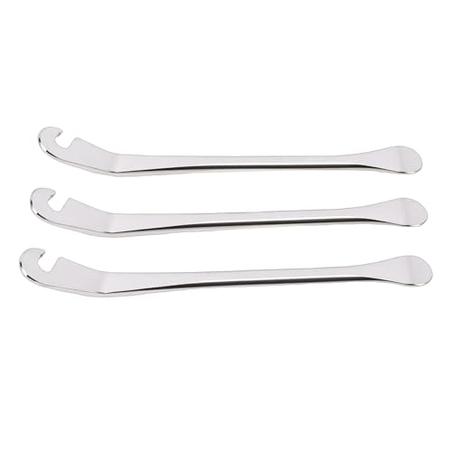 Tyenaza 3Pcs Tire, Stainless Steel Bike Tire Lever Levers Tyre Spoon Iron Changing Tool Tire Pry Crowbar Set for Repair Bike Tube